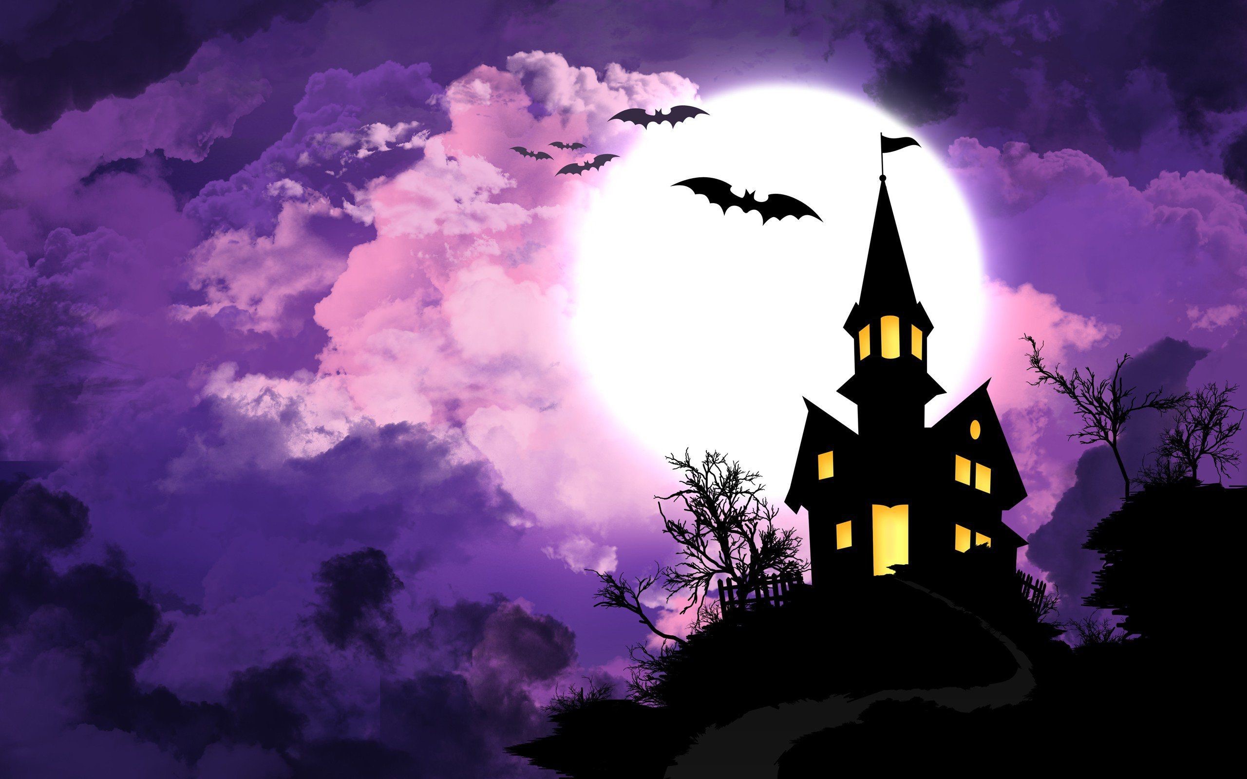 Halloween Scary House In The Moonlight Hd Wallpaper - Halloween Background High Quality - HD Wallpaper 