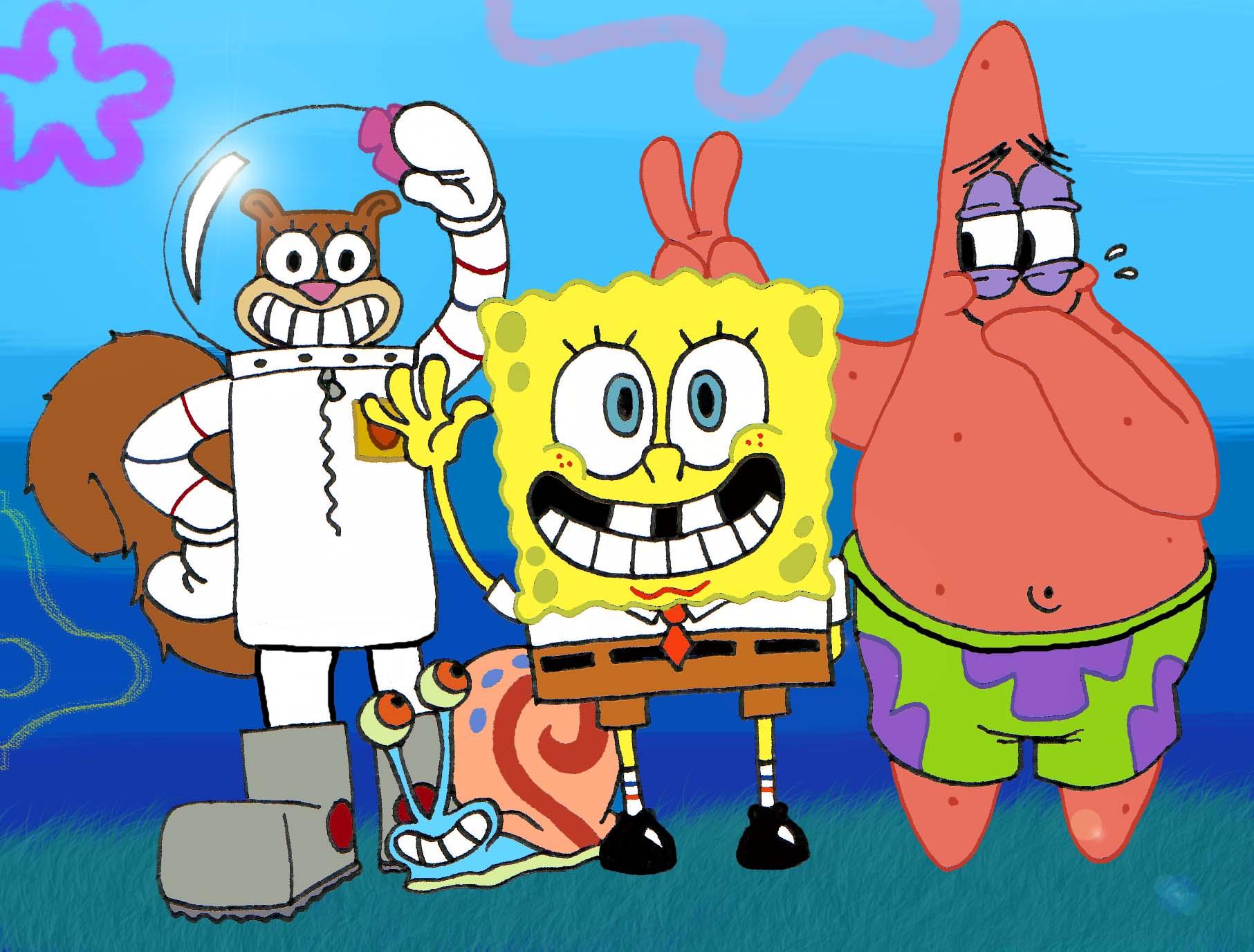 Spongebob Squarepants Hd Wallpapers Backgrounds Wallpaper - Spongebob And Patrick And Sandy - HD Wallpaper 