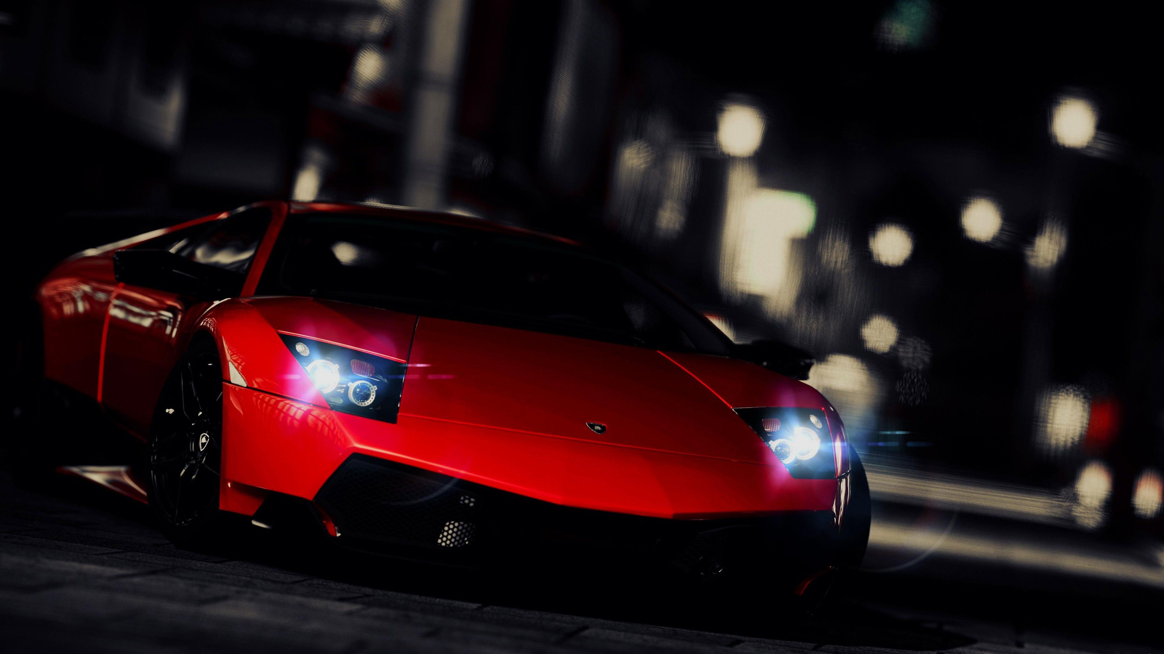 Awesome Red Lambo Wallpaper - Lamborghini Car In Night - HD Wallpaper 