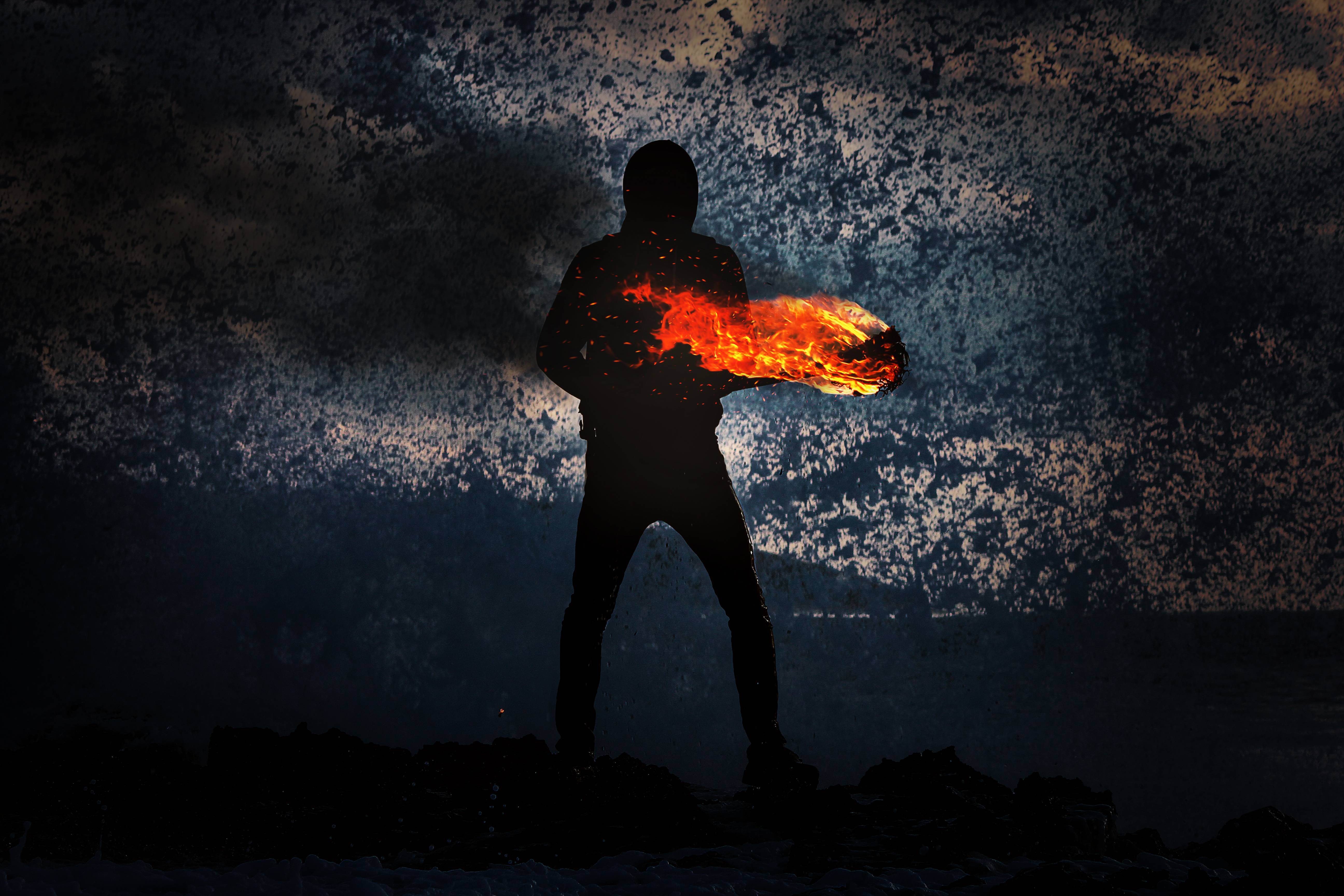 Man Holding Torch - HD Wallpaper 