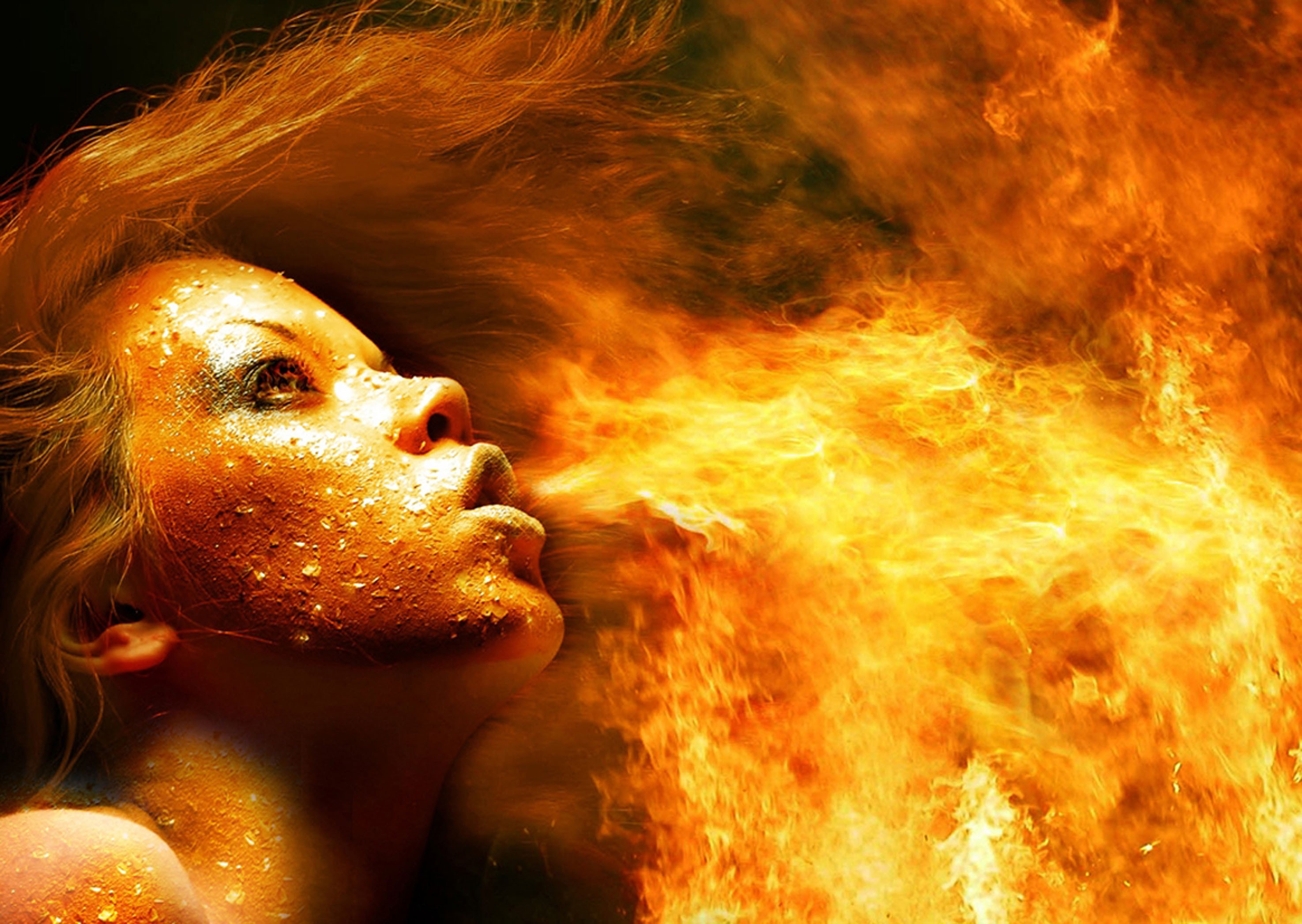 Download Free Fire Wallpaper Hd - Girl Breathing Fire - HD Wallpaper 