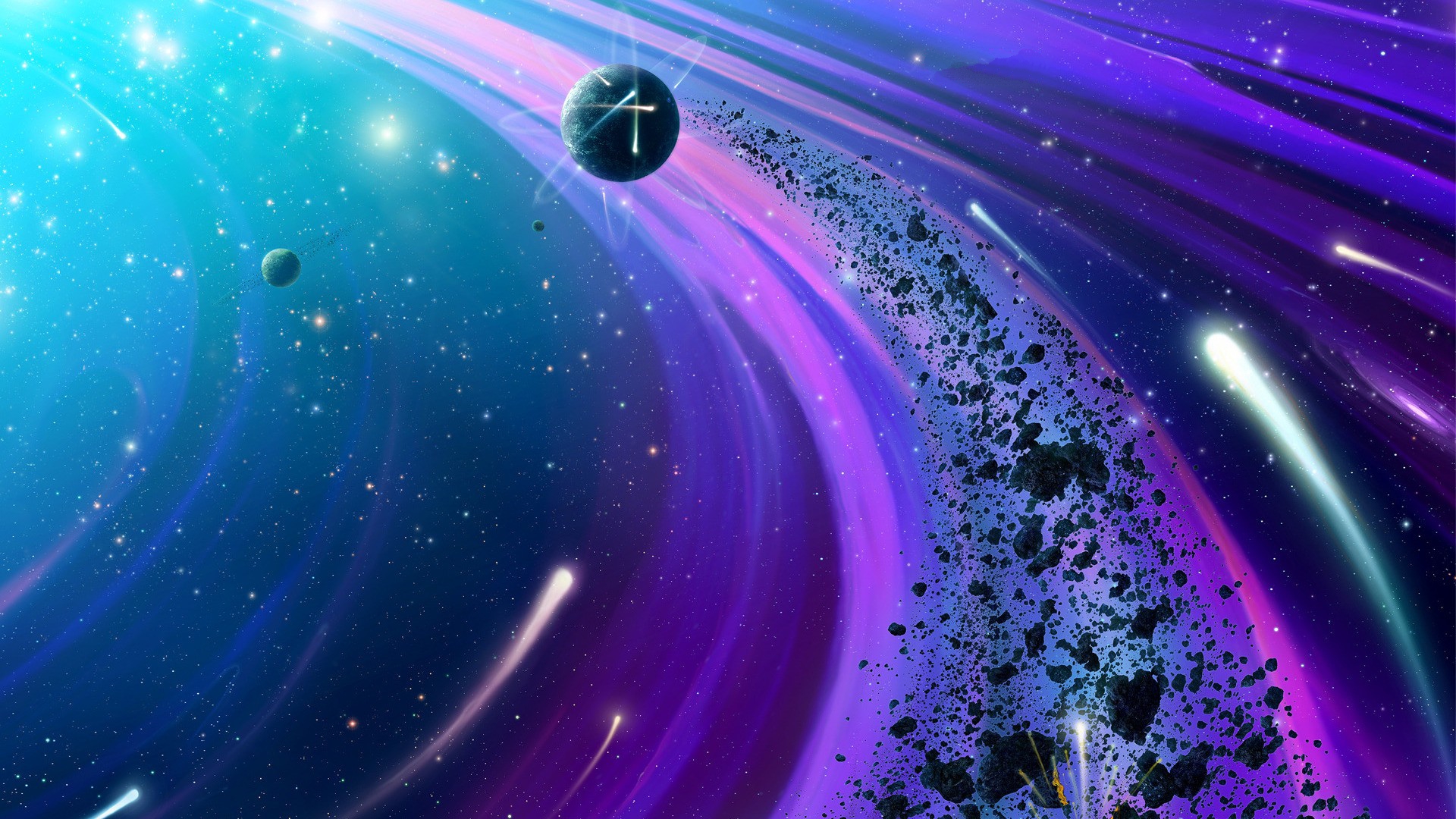 Asteroids And Comets Background - HD Wallpaper 