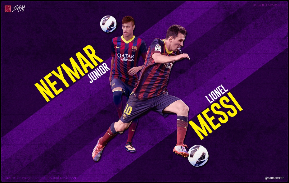 Neymar And Lionel Messi Wallpaper - Neymar And Messi Barcelona - HD Wallpaper 