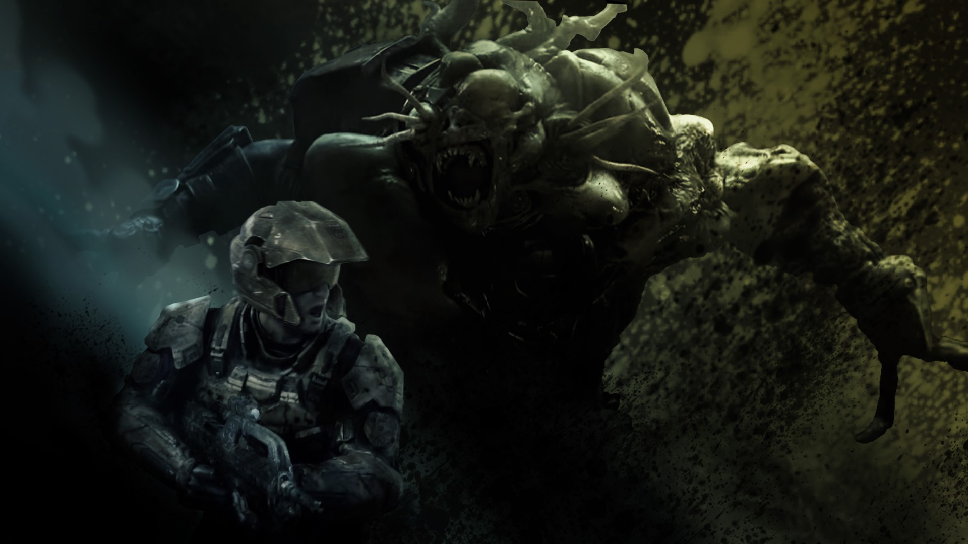 Halo Marines Vs Flood - HD Wallpaper 