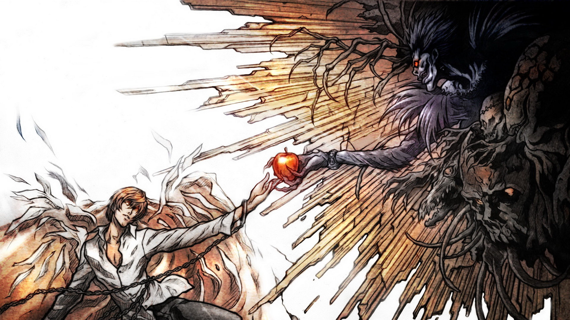 Awesome Death Note Free Wallpaper Id - Death Note Light And Ryuk - HD Wallpaper 