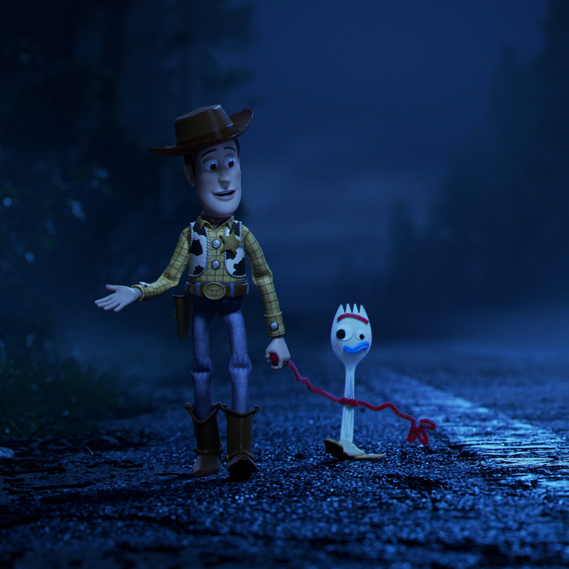 2019 Movie, Toy Story 4, Night Out, Walk, Wallpaper - Toy Story 4 Woody And Forky - HD Wallpaper 