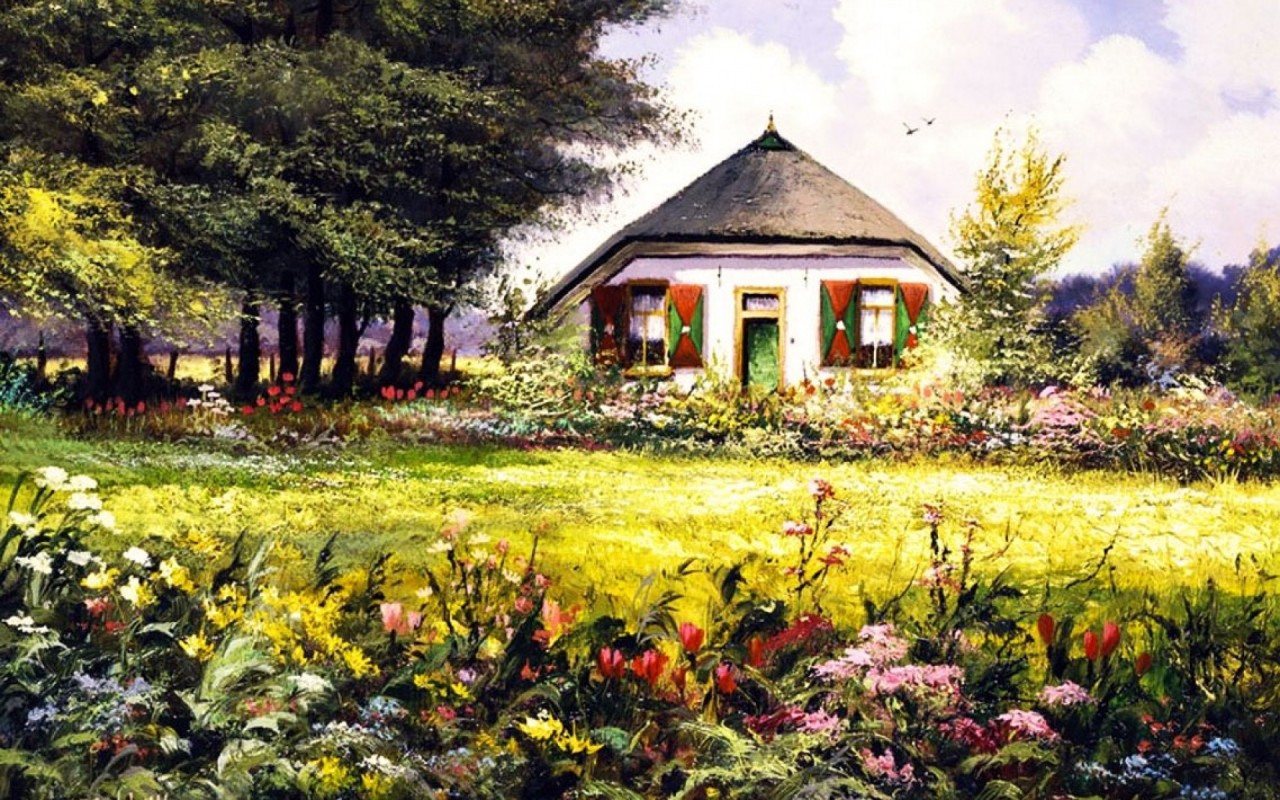 Country Home & Pretty Garden Wallpapers - HD Wallpaper 
