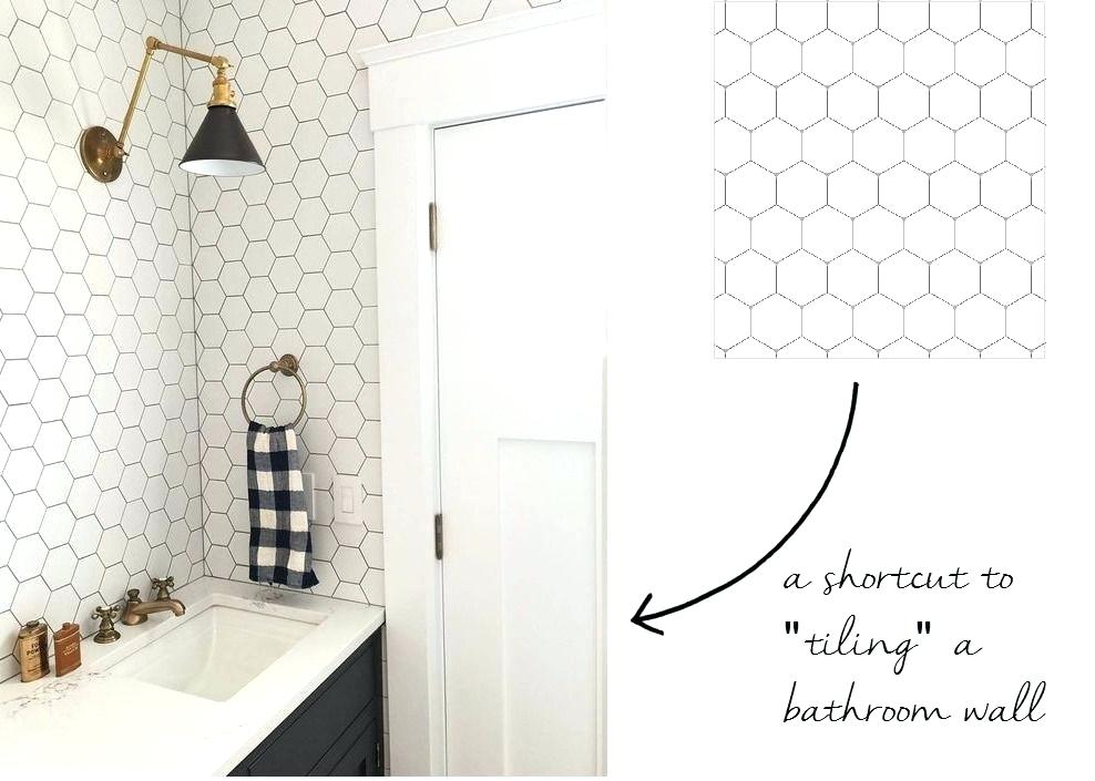 Stick On Wallpaper Textured Walls Peel Wallpapers That - Hexagon Tiles Wall Bathroom - HD Wallpaper 