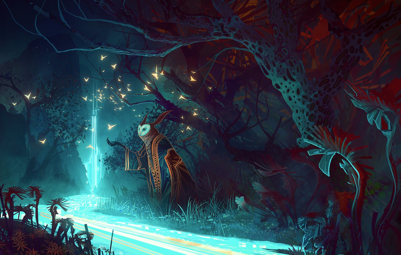 Photo Wallpaper Nature, Owl, River, Forest, Master, - Nature Fantasy - HD Wallpaper 