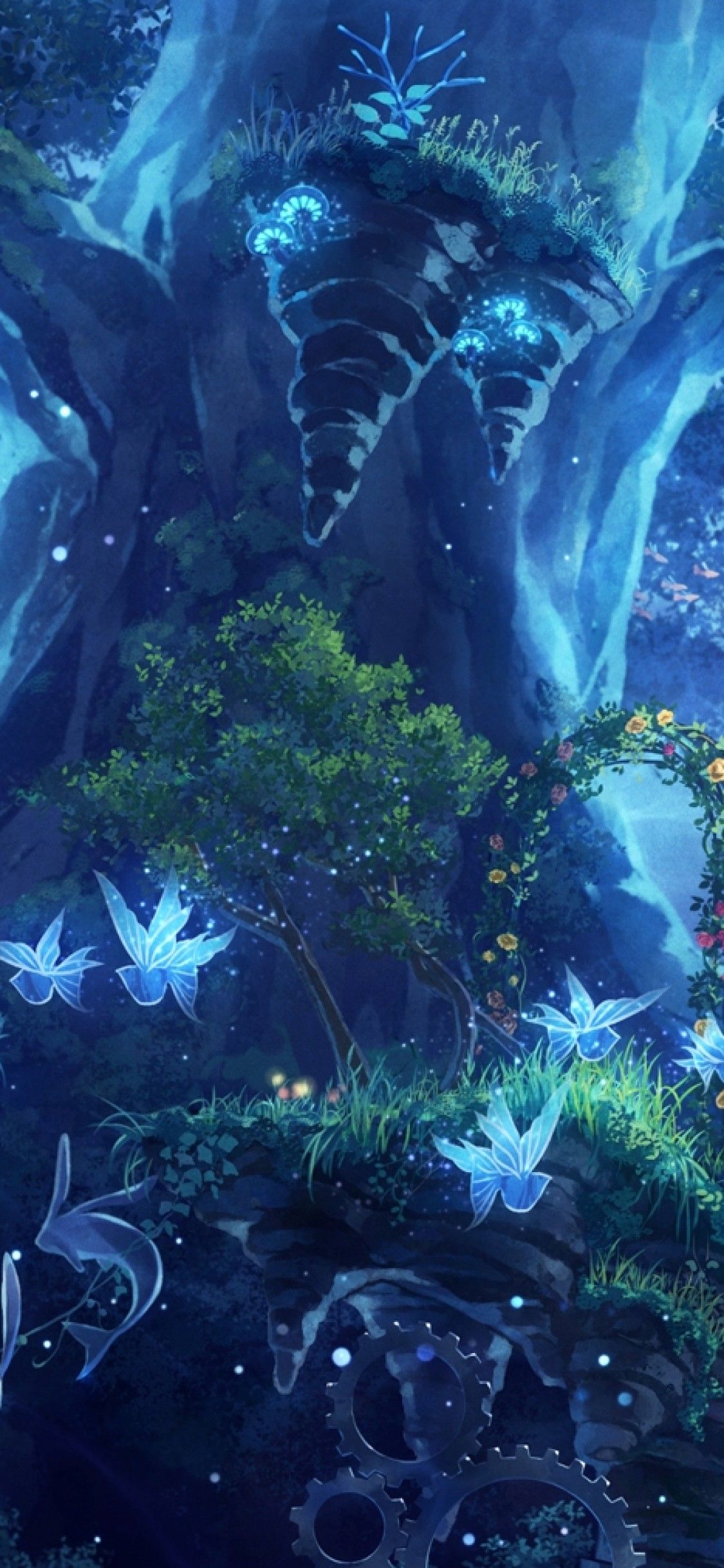 Download Anime Girl, Fairy Forest, Butterflies, Plants - Anime Fairy Forest - HD Wallpaper 