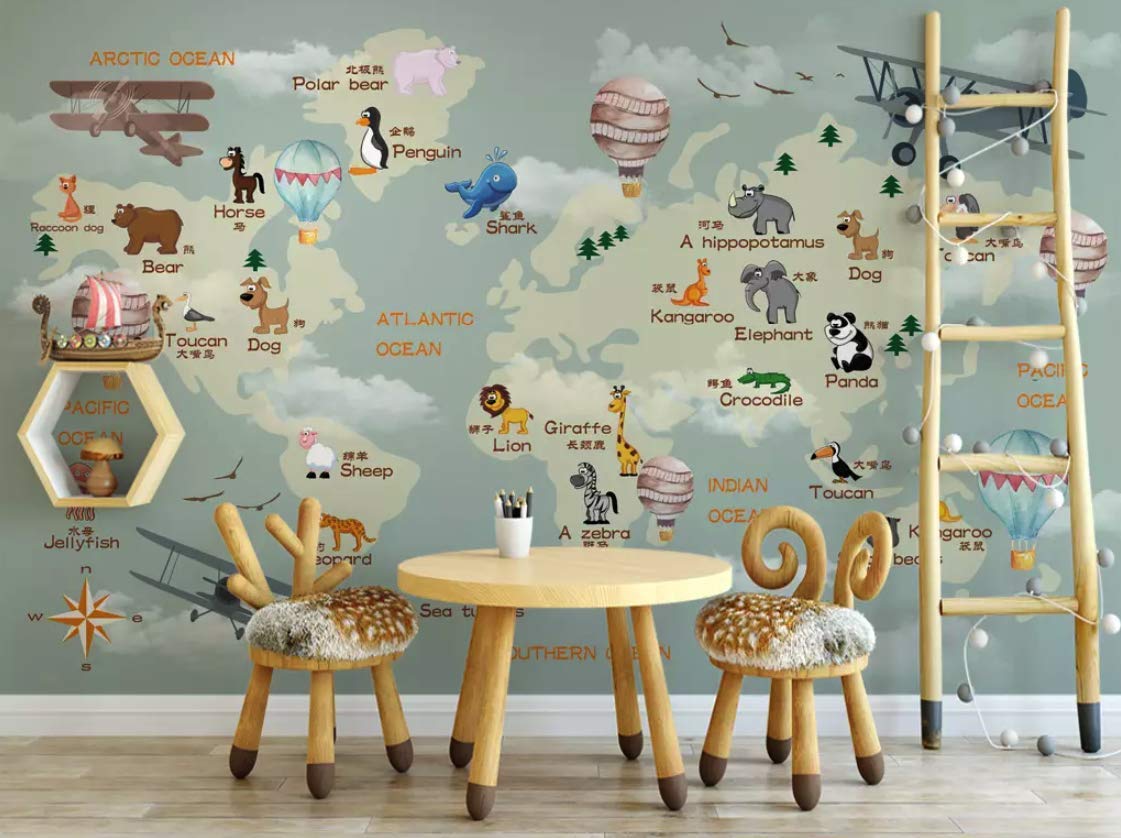 Wolrd Map Wallpaper With Balloons And Airplane - HD Wallpaper 