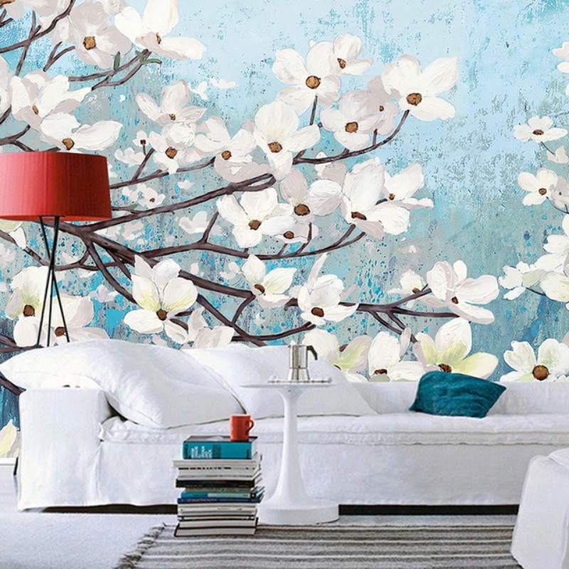 Floral Wallpaper For Living Room - HD Wallpaper 