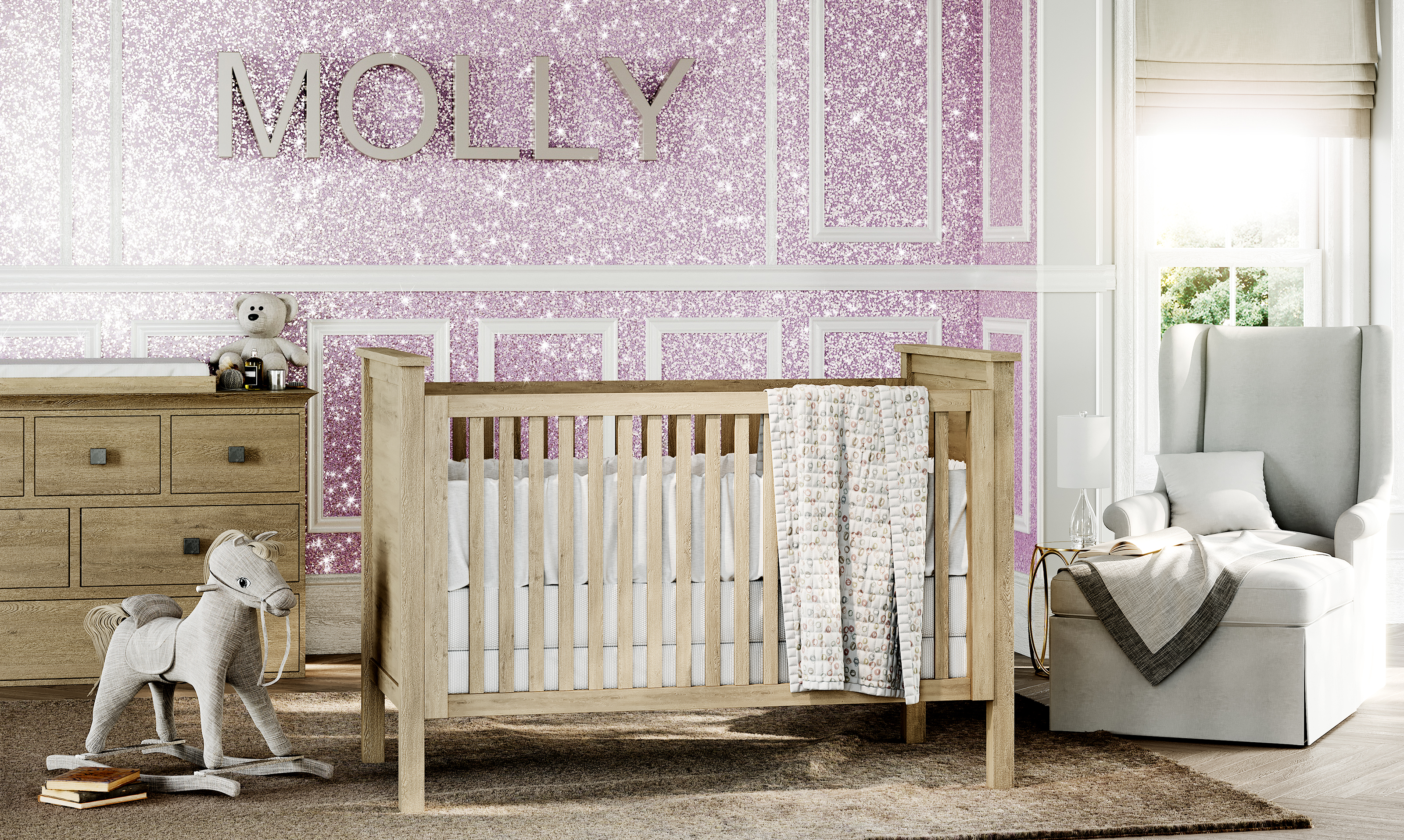 Glitter Wall Baby Room - HD Wallpaper 