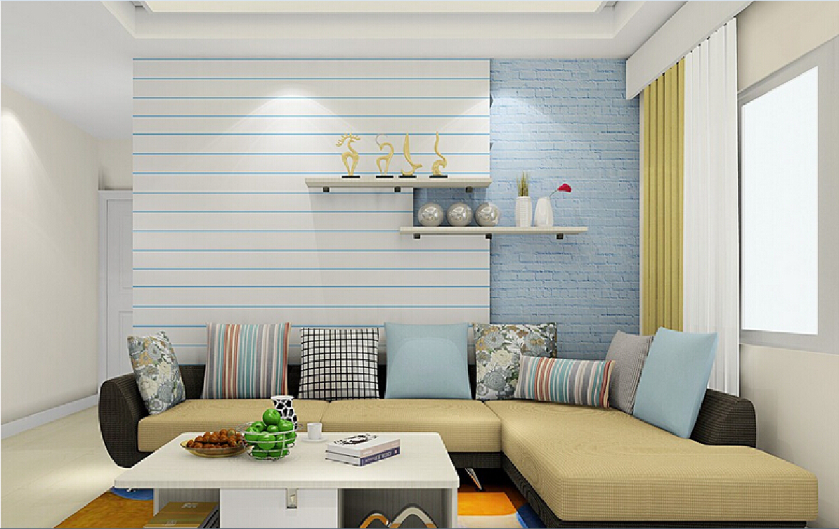 Horizontal Stripe Wallpaper Designs For Living Room - Living Room Wallpaper House Design - HD Wallpaper 