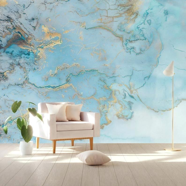 Living Room Wallpaper Wave Abstract Waves Wall Mural - Abstract Wallpaper In Interior Design - HD Wallpaper 