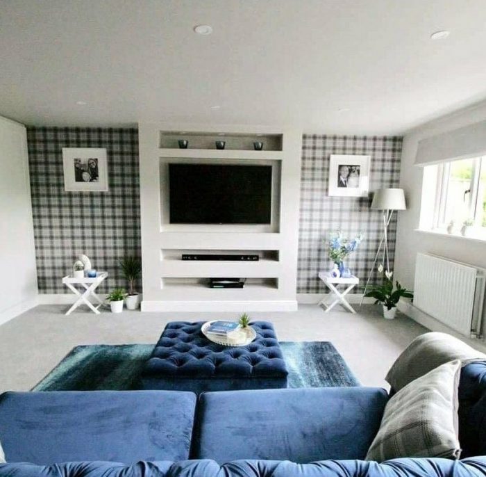 Grey Tartan Living Room - HD Wallpaper 