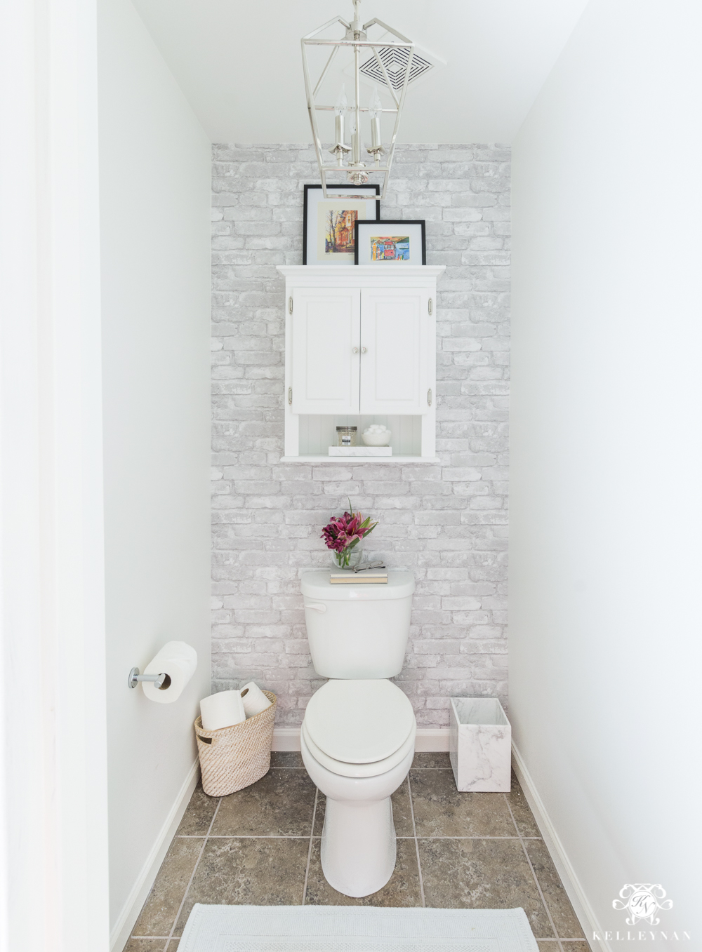 Toilet Room Makeover Reveal - Peel And Stick Wallpaper Bathroom Ideas - HD Wallpaper 