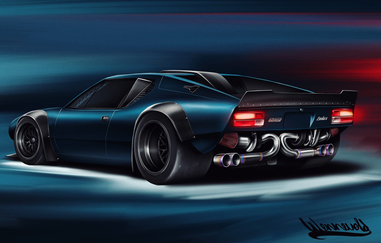 Photo Wallpaper Auto, Figure, Machine, Art, Pantera, - Detomaso Pantera Twin Turbo - HD Wallpaper 