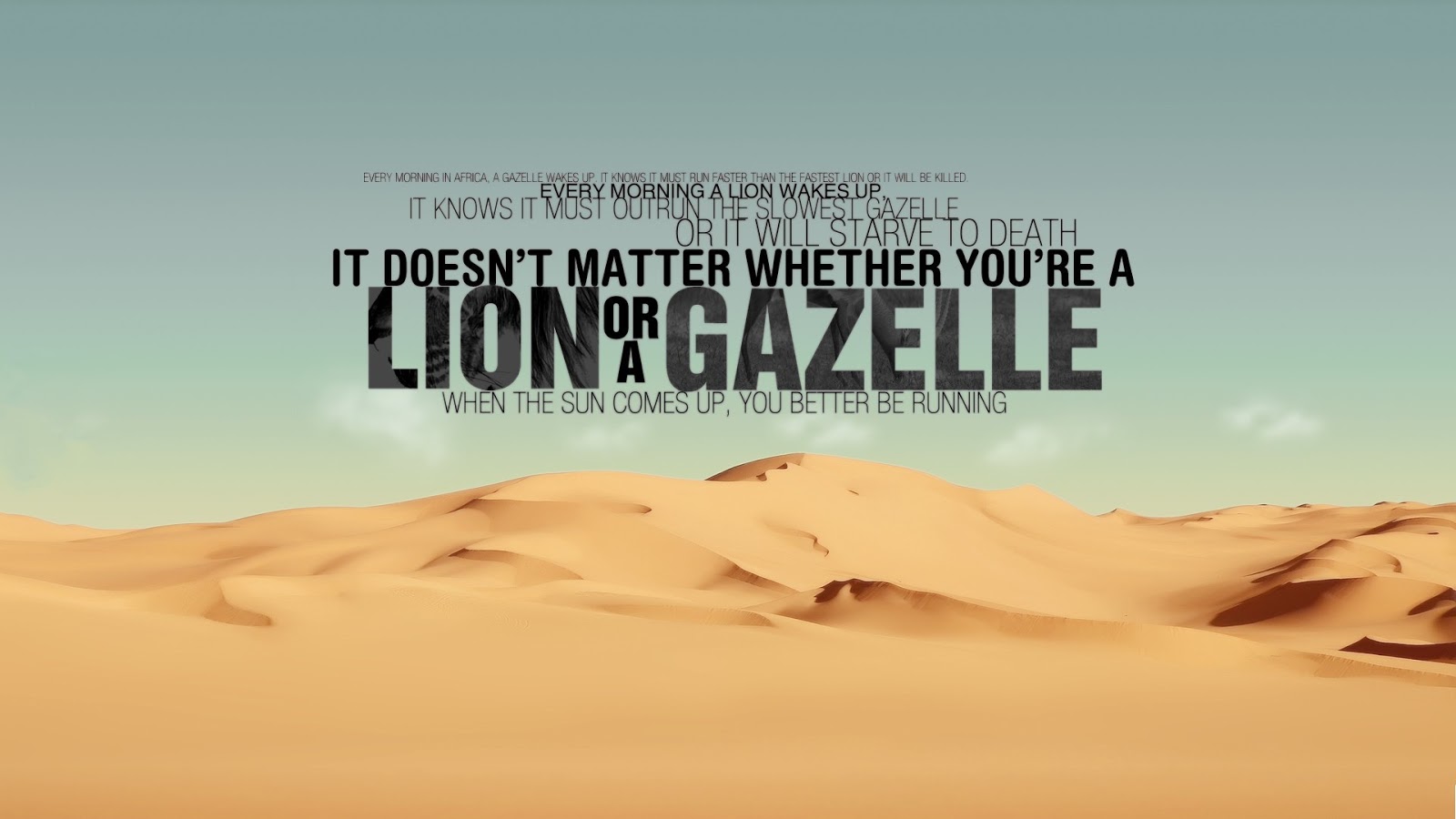 Beautiful Wallpapers With Quotes Of Life - Lion Or A Gazelle - HD Wallpaper 