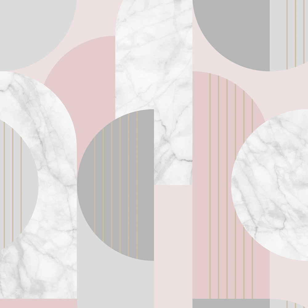 Graham & Brown Art Deco Geo Blush Pink Wallpaper - Grey And Blush Pink - HD Wallpaper 