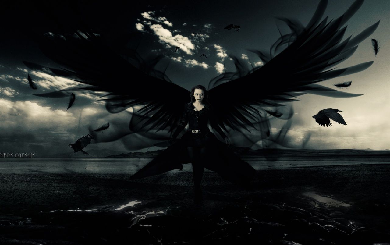 Dark Wallpaper Angel - HD Wallpaper 
