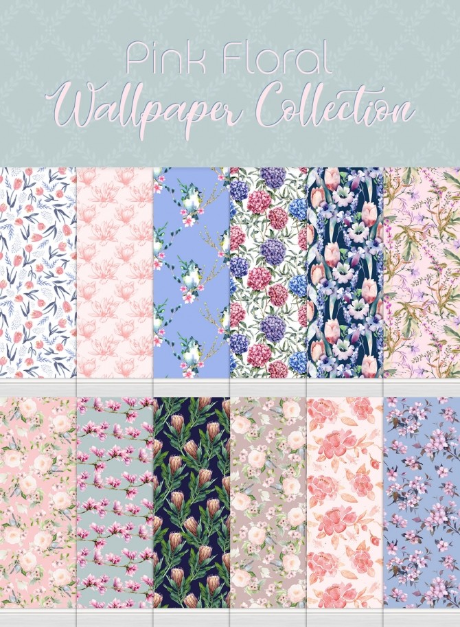 Pink Floral Wallpaper Collection At Simplistic Image - Floral Wallpaper Sims 4 - HD Wallpaper 