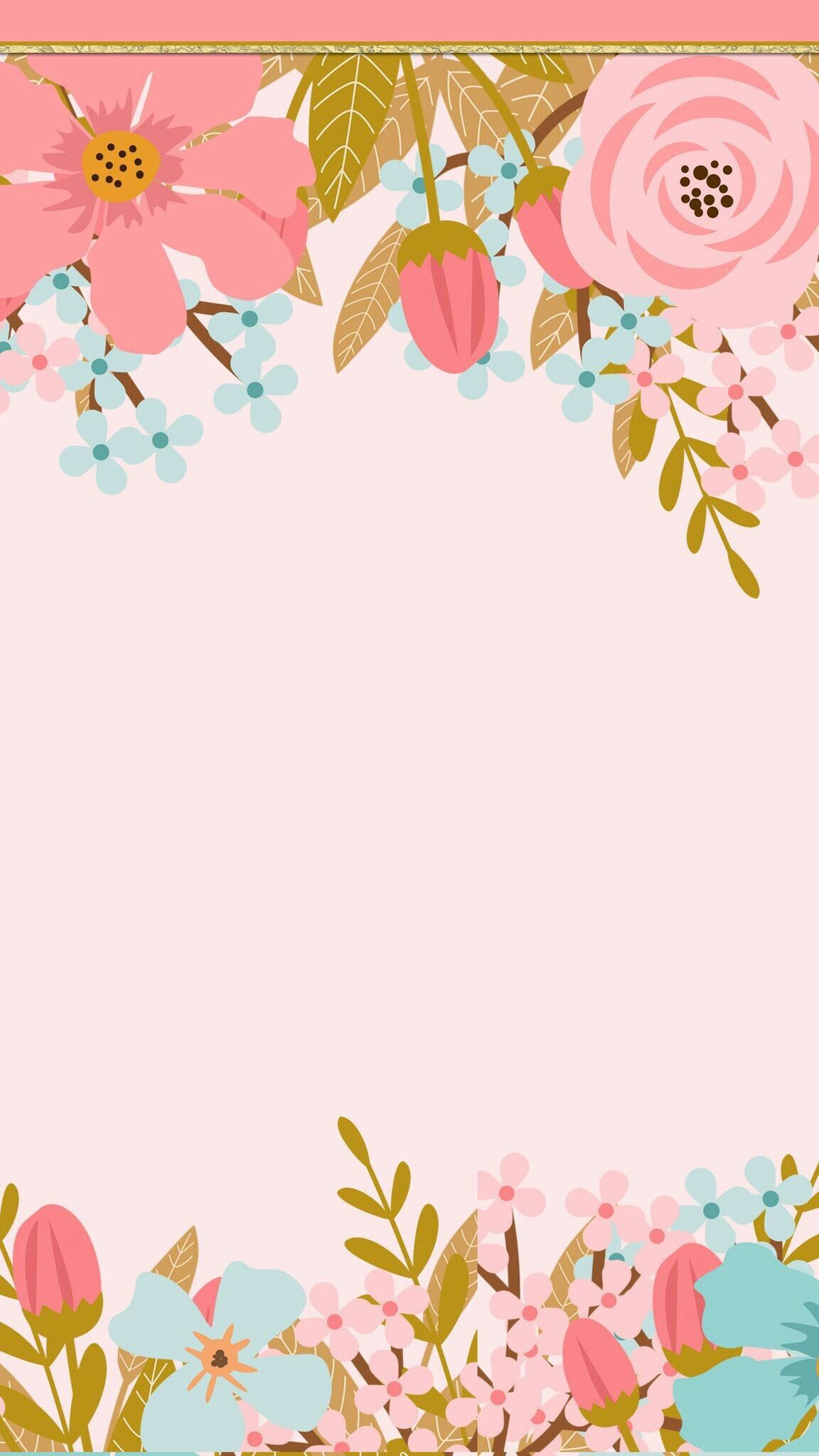 Pink And Gold Background Flowers - 1152x2048 Wallpaper 
