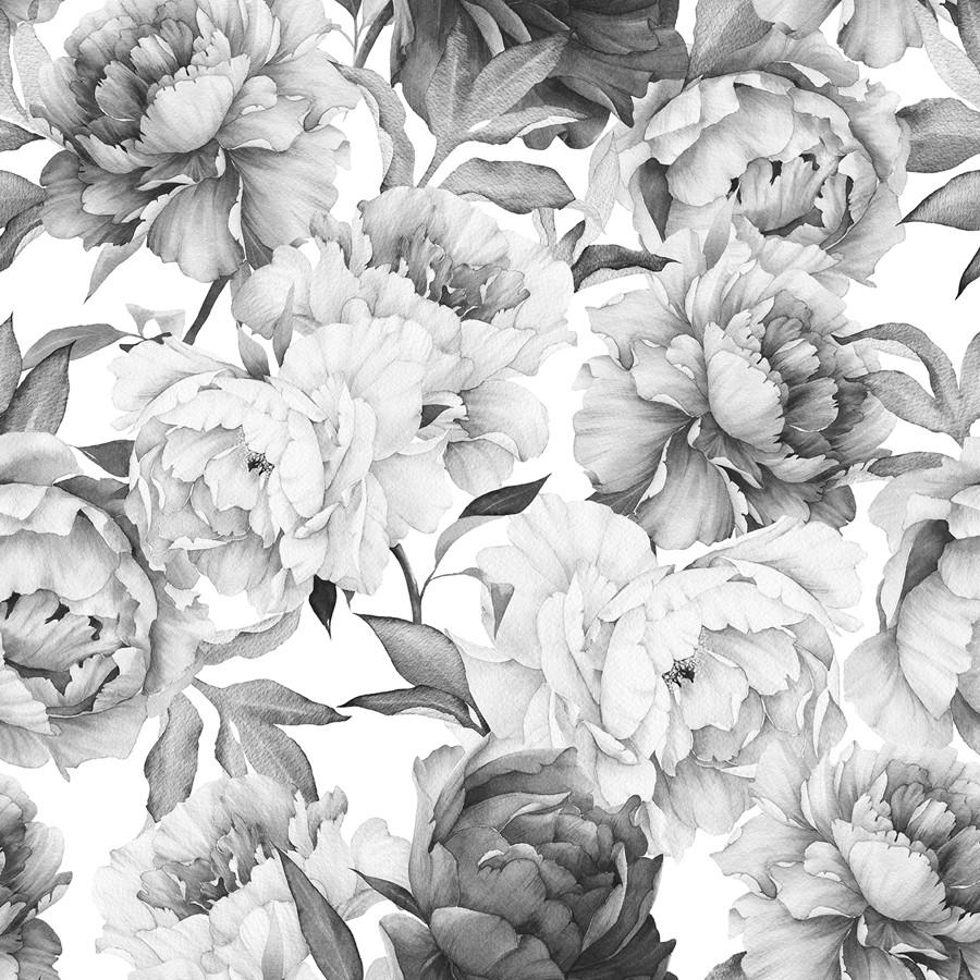 Black And White Wallpaper Flowers - HD Wallpaper 