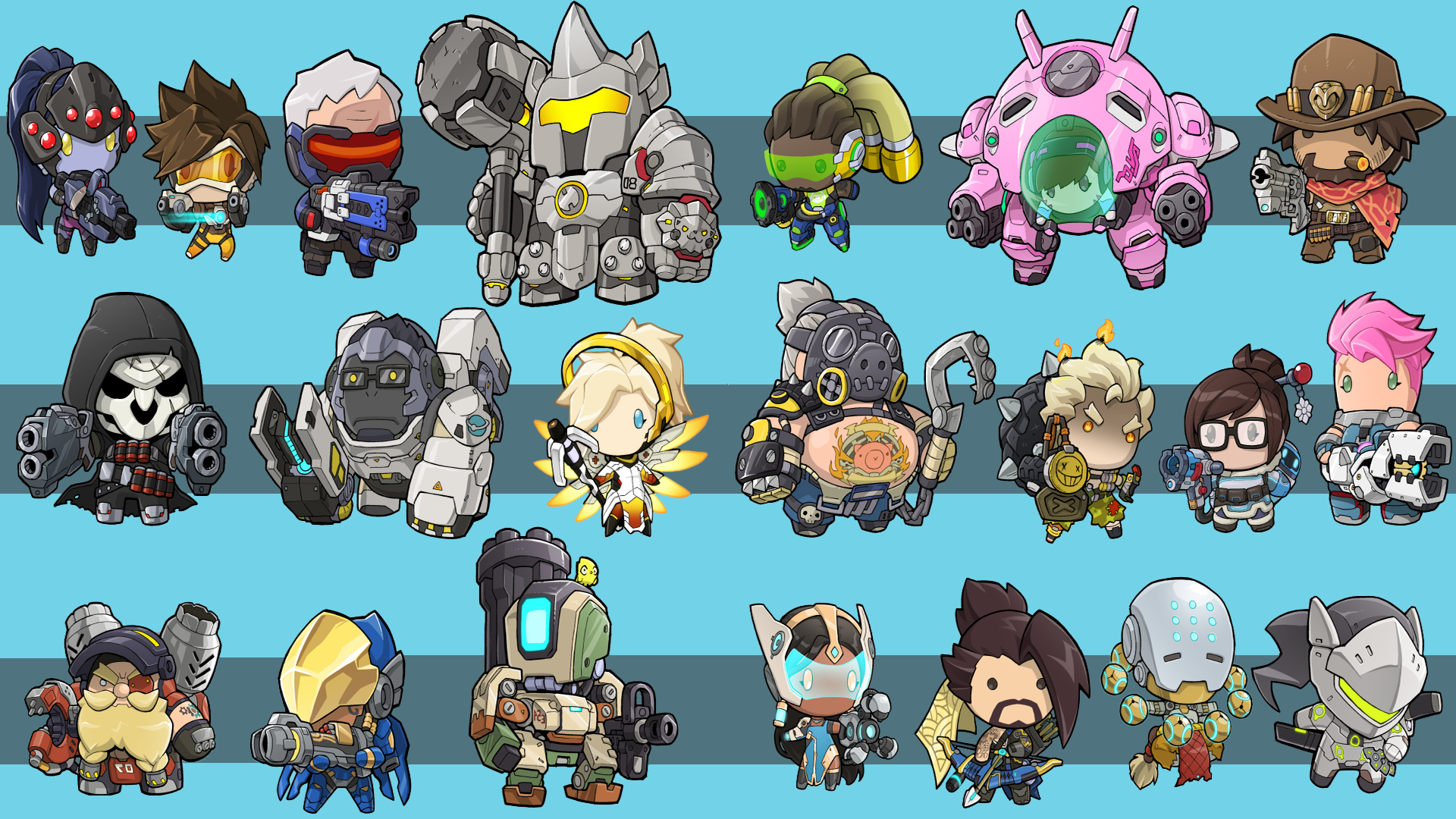 Chibi Overwatch - HD Wallpaper 
