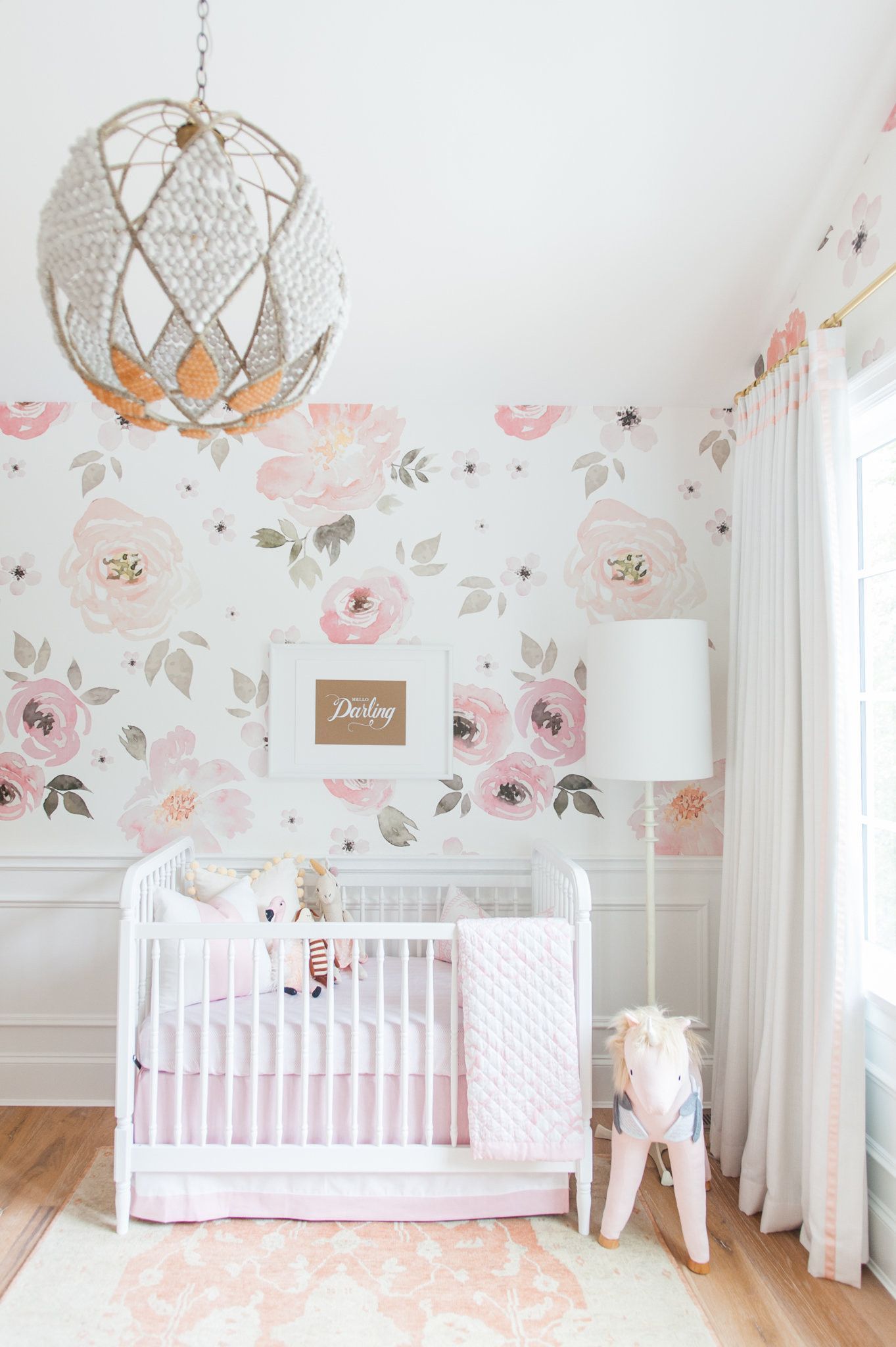 Floral Wallpaper Baby Girl Nursery - HD Wallpaper 
