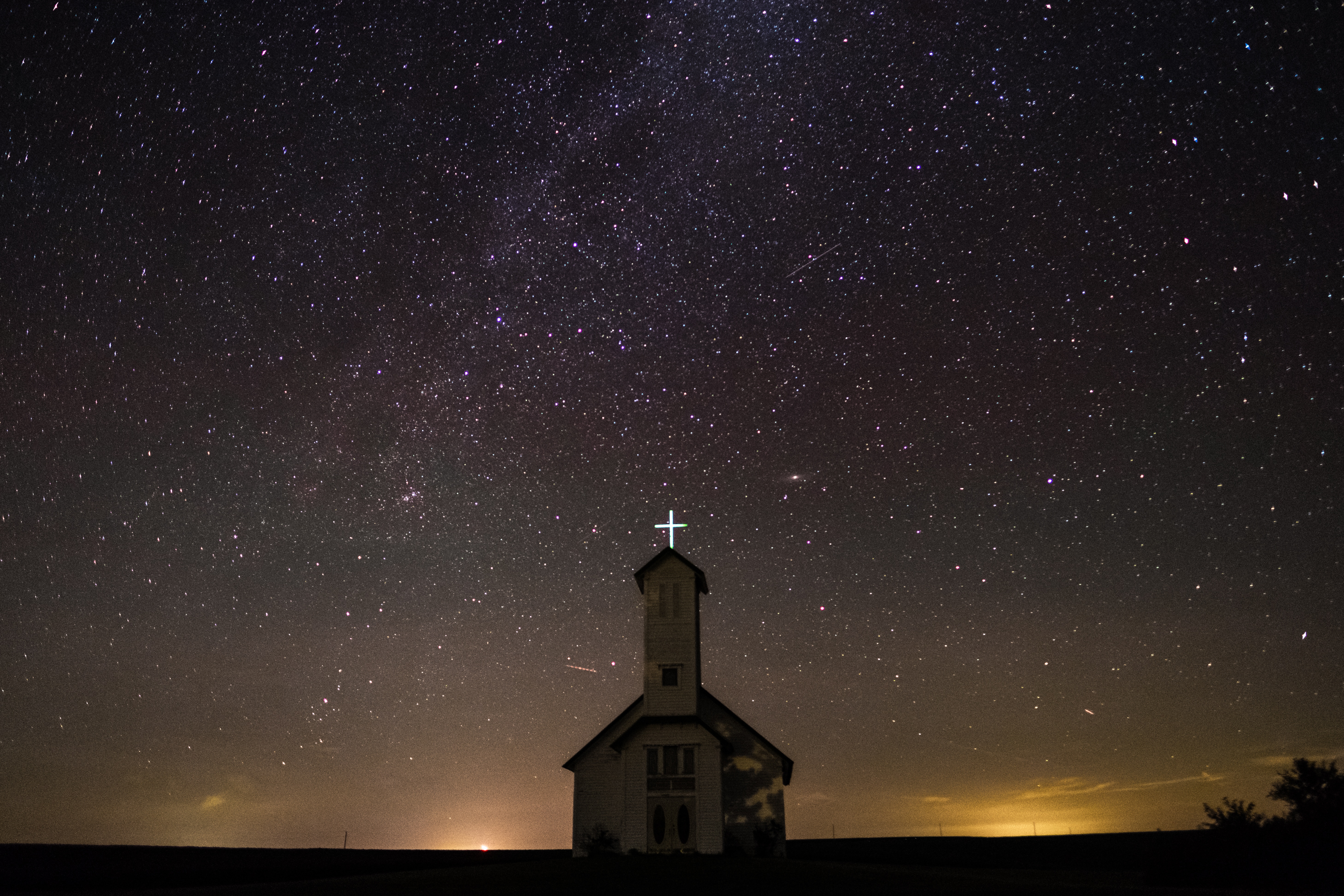 Wallpaper Starry Sky, Church, Night, Oakland, United - Church - HD Wallpaper 