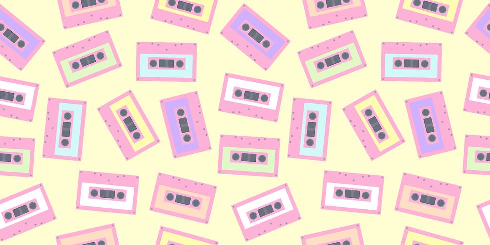Tape Cassette Pattern Seamless In Pastel Color - Cute Wallpaper Pastel Colours - HD Wallpaper 