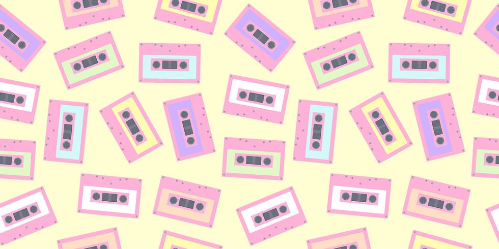 Tape Cassette Pattern Seamless In Pastel Color - Cute Wallpaper Pastel Colours - HD Wallpaper 