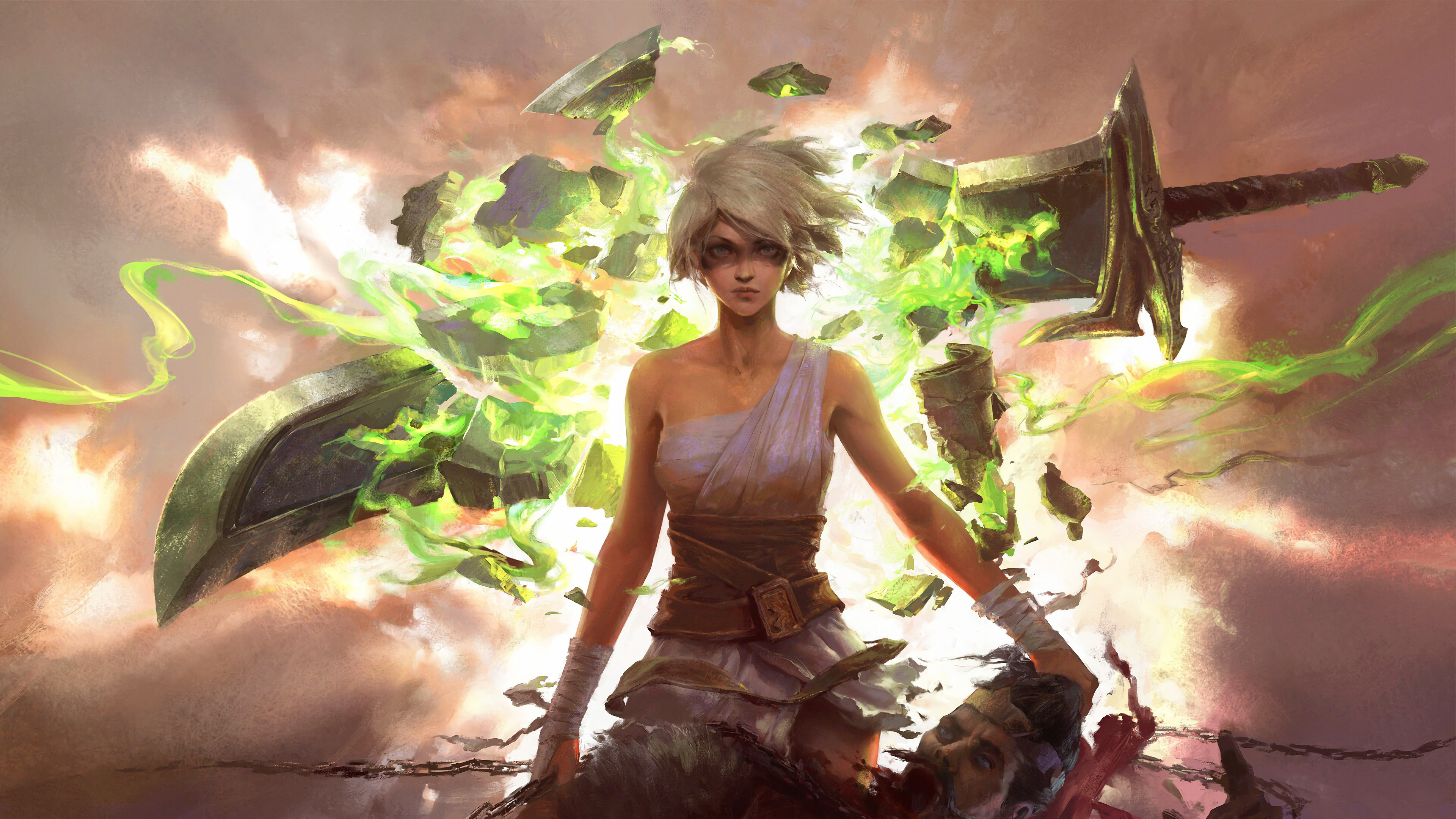 Riven Lol 4k Valiant Sword Riven Splash Art 3840x2160 Wallpaper Teahub Io