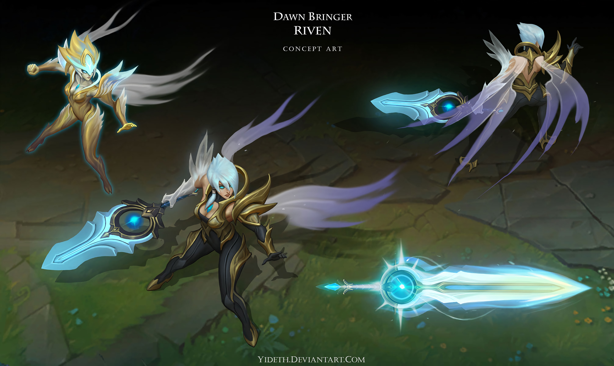 Dawnbringer Riven Concept By Yideth Hd Wallpaper Background - Lol Riven - HD Wallpaper 