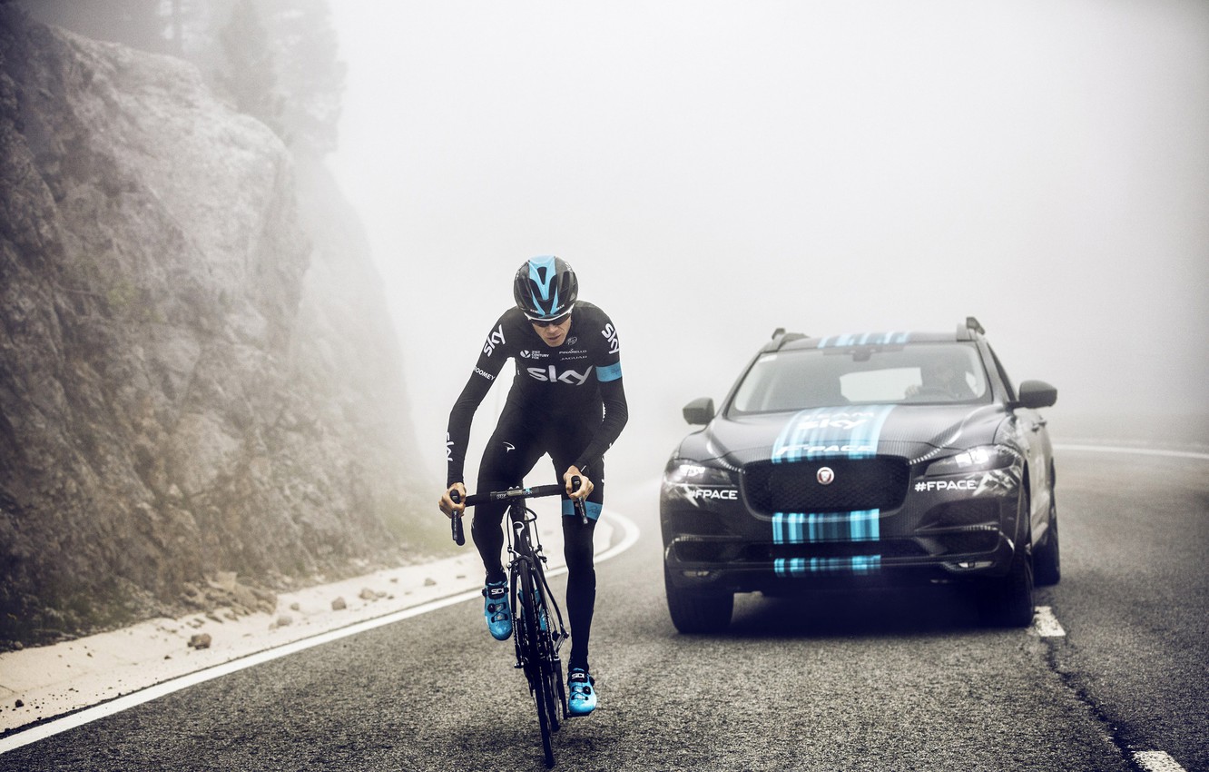 Photo Wallpaper Athlete, Cyclist, Cycling, Ride, Training, - Team Sky Jaguar F Pace - HD Wallpaper 
