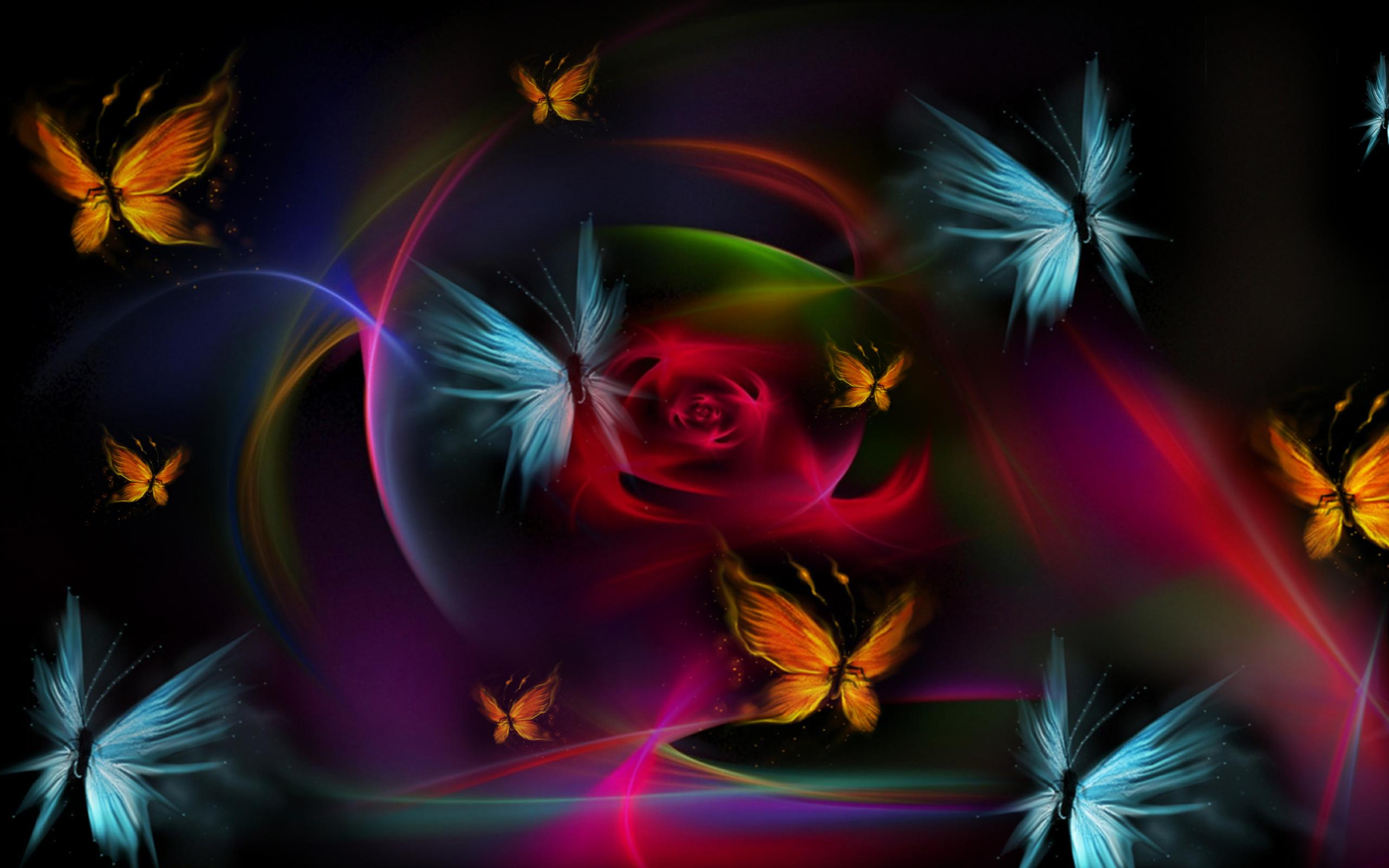 3d Butterfly Wallpapers Backgrounds Images - Butterfly In Black Background  Hd - 2560x1600 Wallpaper 