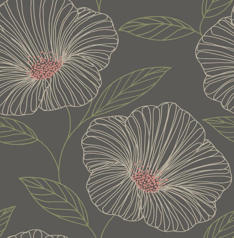 Mythic Grey Floral 2764 24319 Brewster Wallpaper 2764 - Floral And Botanical - HD Wallpaper 