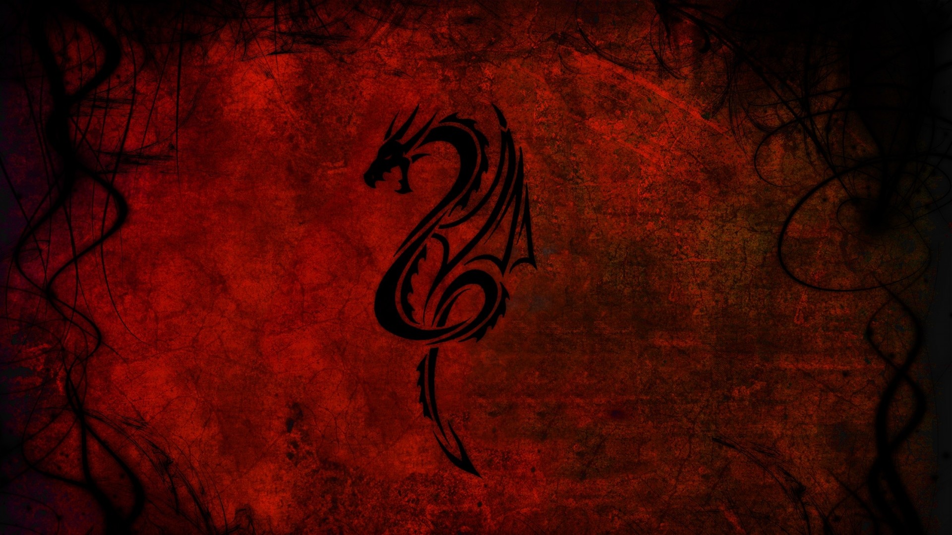 Preview Wallpaper Dragon, Pattern, Red, Black 
 Data-src - Red And Black Wallpaper 1080p - HD Wallpaper 