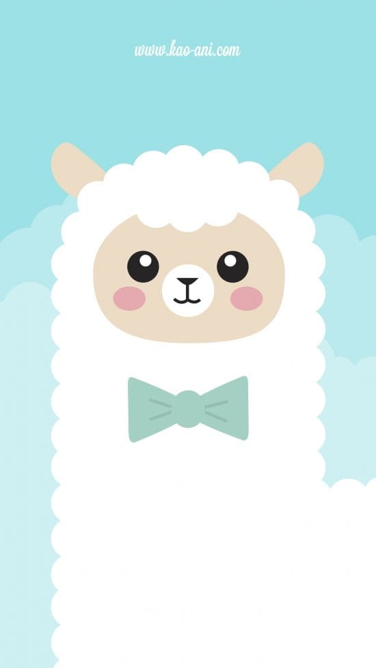This One Has A Illustrated Alpaca On A Pastel Blue - Cute Lock Screen Backgrounds - HD Wallpaper 