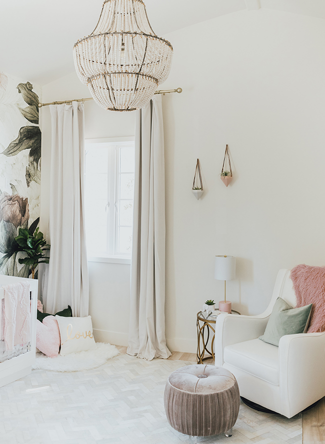 Floral Wallpaper Nursery, Jessi Mallay - Blush Pink Boho Nursery - HD Wallpaper 