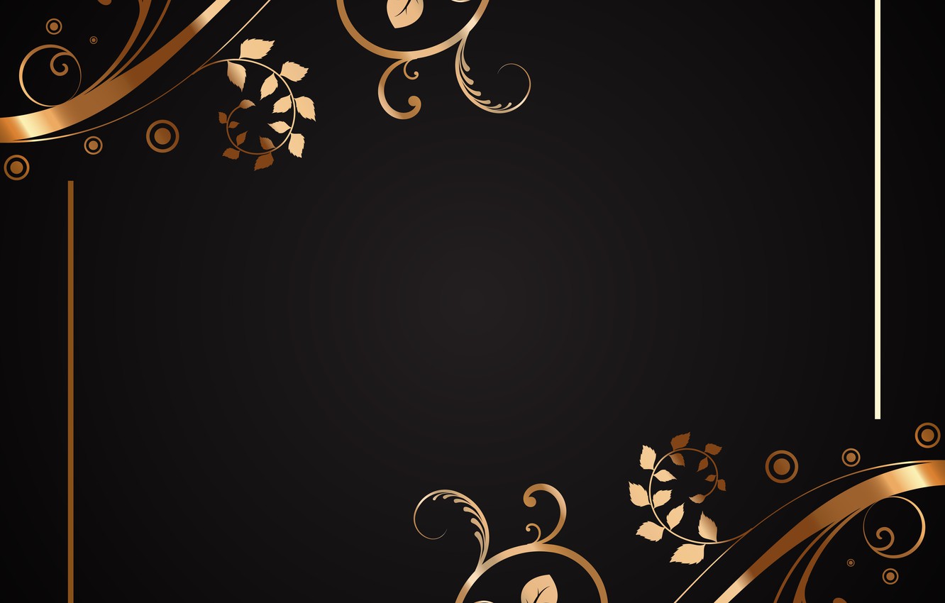 Photo Wallpaper Flowers, Pattern, Texture, Gold, Black, - Gold And Black Texture - HD Wallpaper 