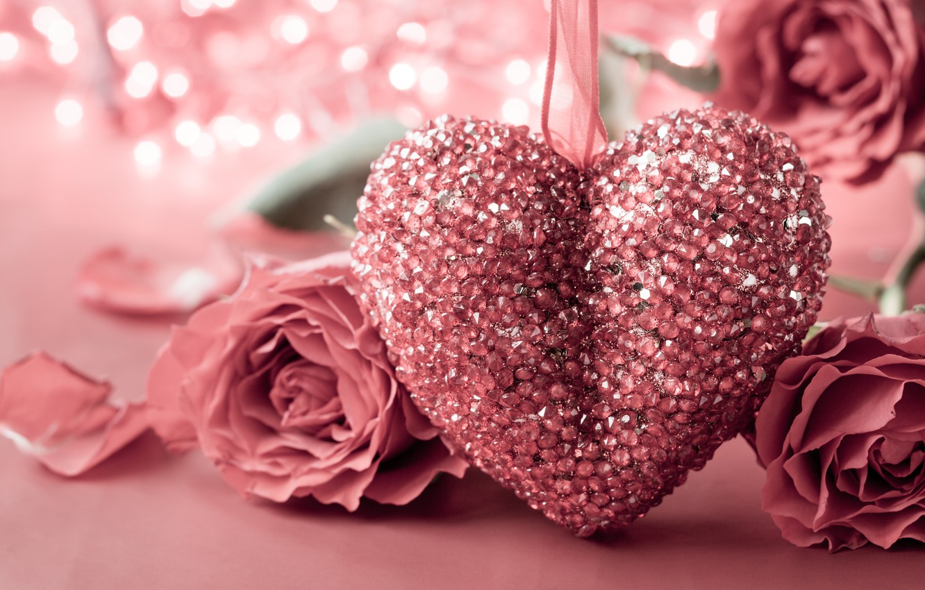 Photo Wallpaper Heart, Rose, Love, Rose, Heart, Pink, - Heart Wallpaper Love - HD Wallpaper 