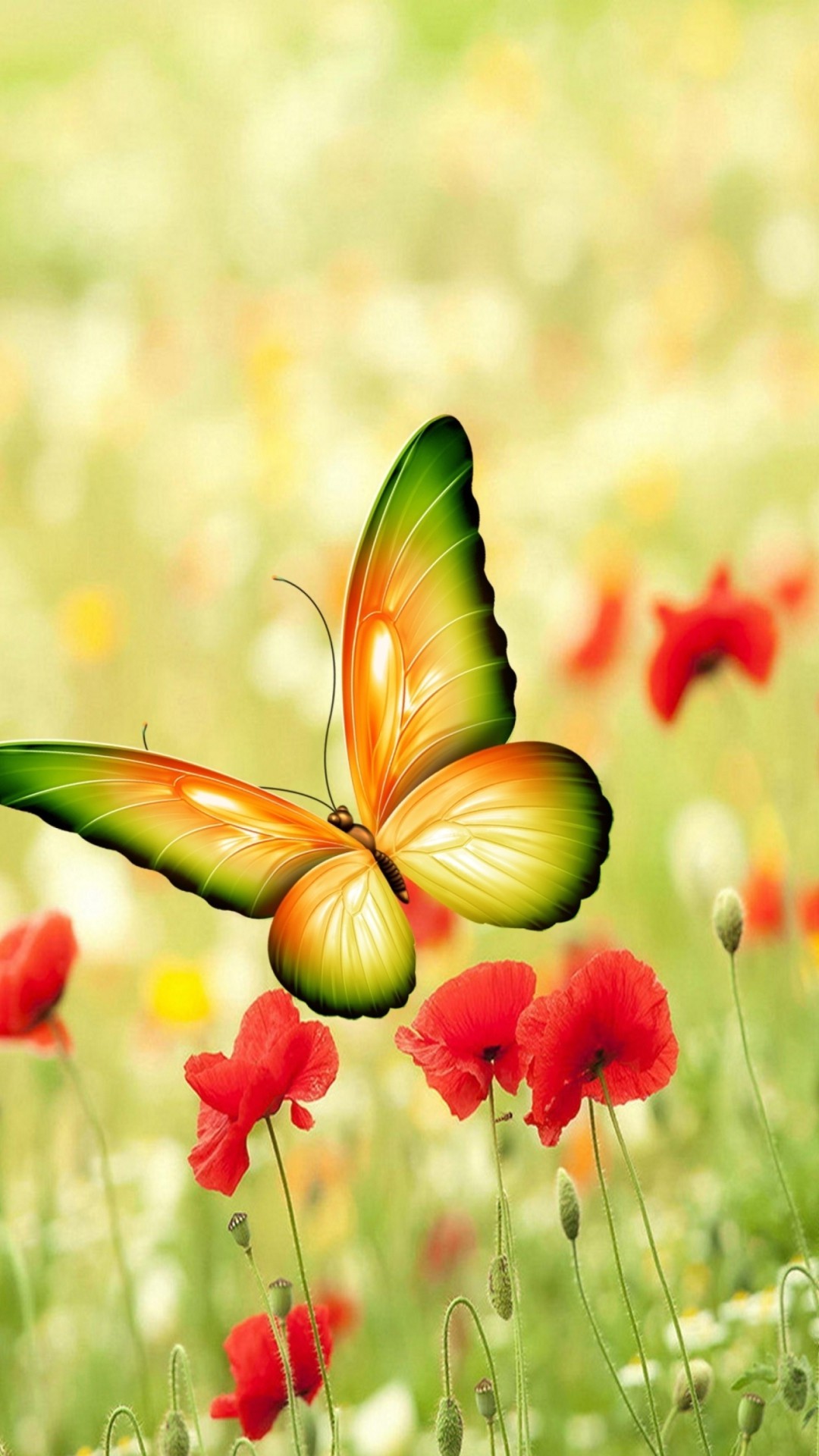 Butterfly Iphone Wallpaper Resolution - Nature Flower Butterfly Wallpaper Hd - HD Wallpaper 