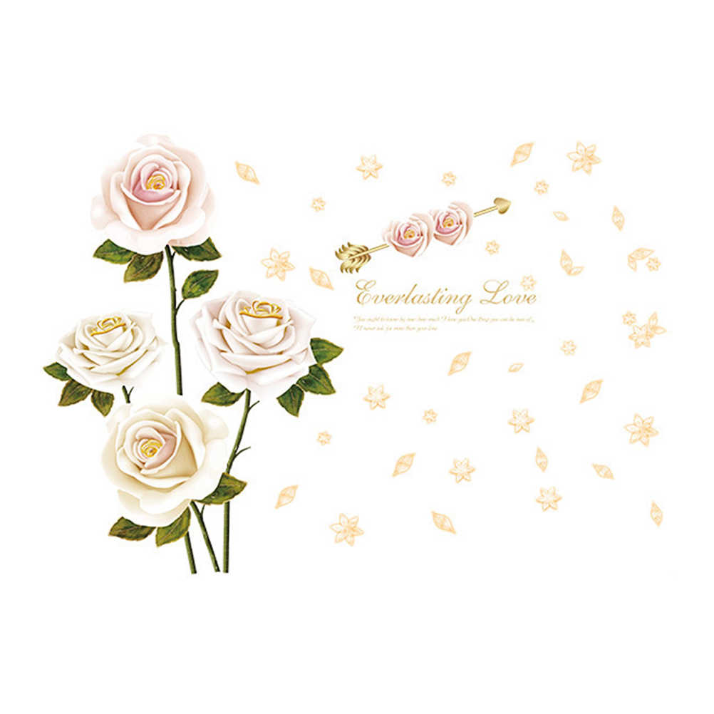 1pc Flower Wall Stick White Rose Wallpaper Wall Decals - White Roses Stickers Wall - HD Wallpaper 