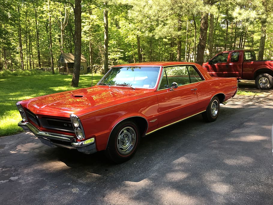 Pontiac, Gto, Red, Car, Old-fashioned, Retro Styled, - Red Pontiac - HD Wallpaper 
