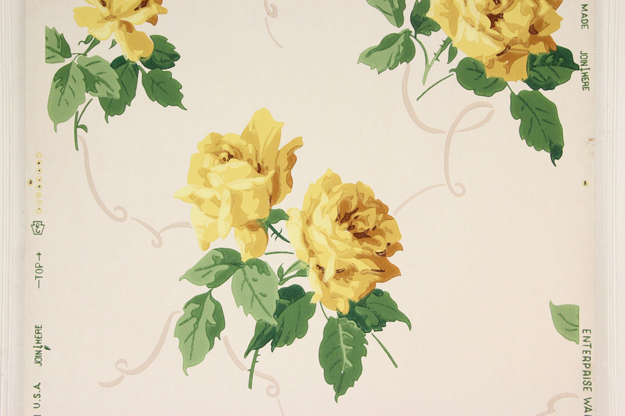 Vintage Roses Wallpaper Yellow - HD Wallpaper 