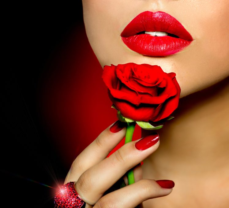 Lady With Red Rose - HD Wallpaper 