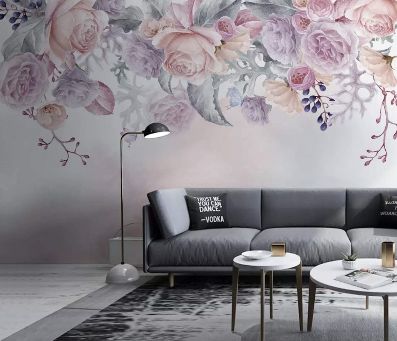 Floral Wallpaper For Living Room - HD Wallpaper 