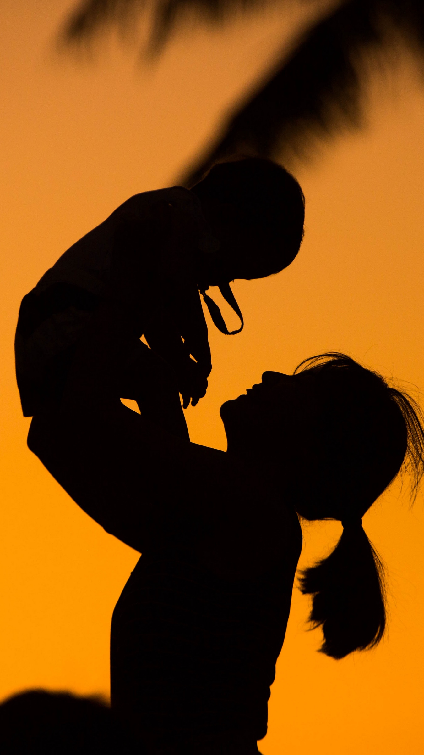 Wallpaper Silhouettes, Mother, Child, Sunset - Iphone Mother Wallpaper Hd - HD Wallpaper 